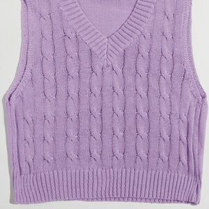 Lilac cable knit sweater vest
